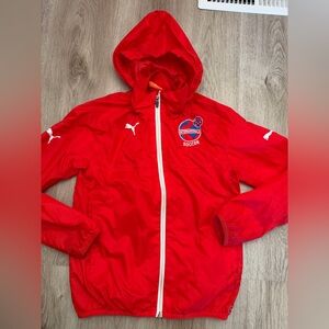 Puma WindCell Youth Large Red Full Zip Hooded Soccer Jacket Internationals